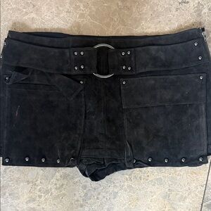We The Free Chocolate brown  High Waist Shorts with Belt and Studs